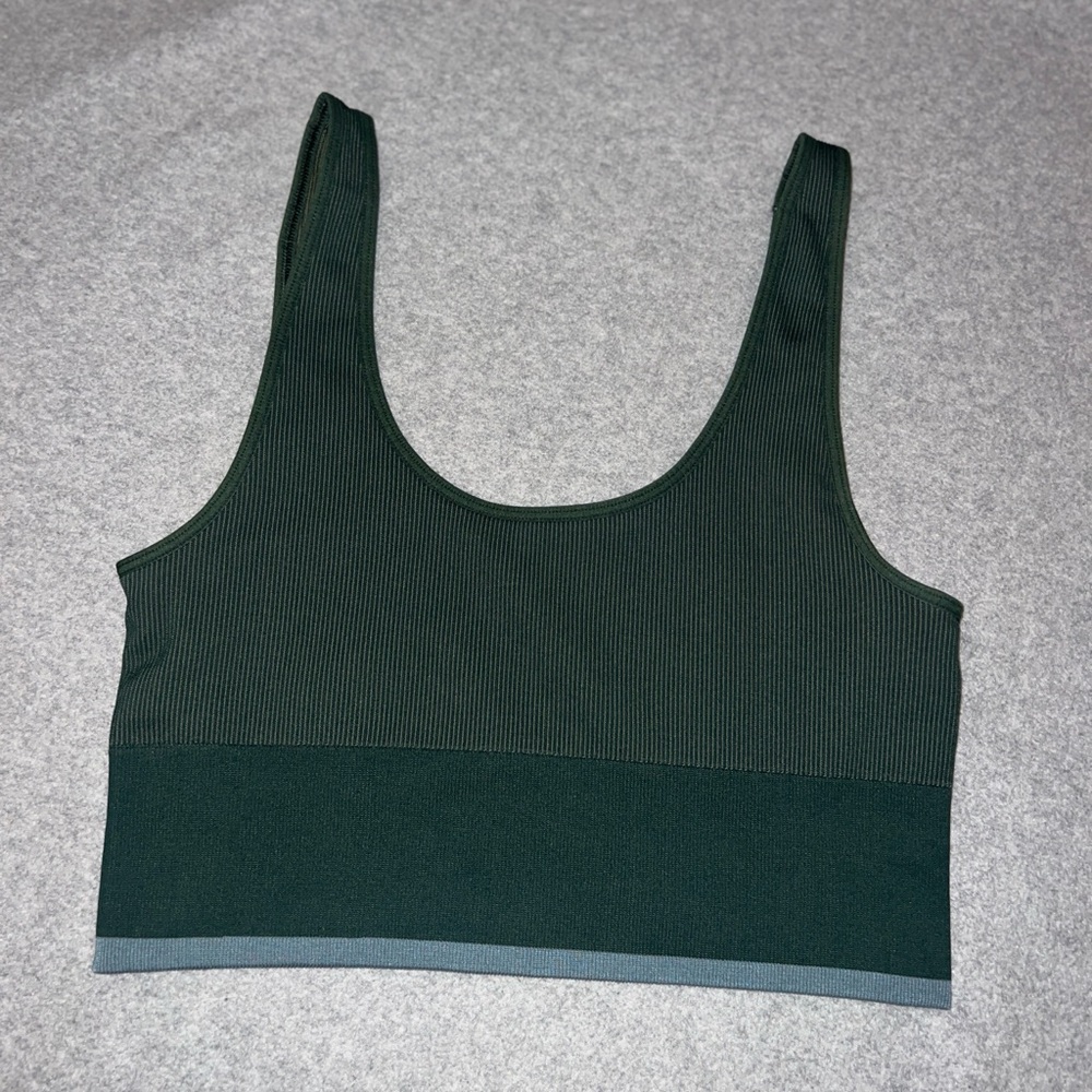 Outdoor Voices // SeamlessRib Longline Bra // Evergreen